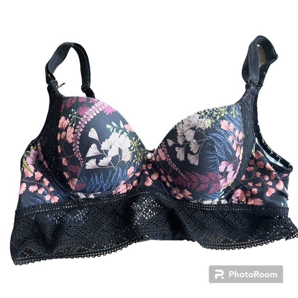 Tissini Black Floral Padded Bra Size 34C